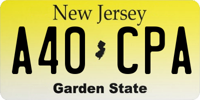 NJ license plate A40CPA