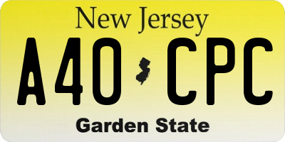 NJ license plate A40CPC