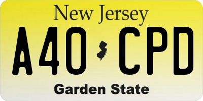 NJ license plate A40CPD
