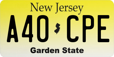 NJ license plate A40CPE