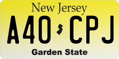 NJ license plate A40CPJ