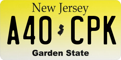 NJ license plate A40CPK