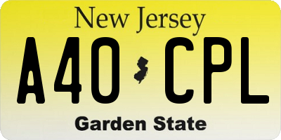 NJ license plate A40CPL