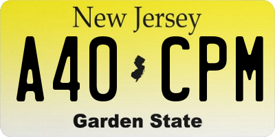 NJ license plate A40CPM