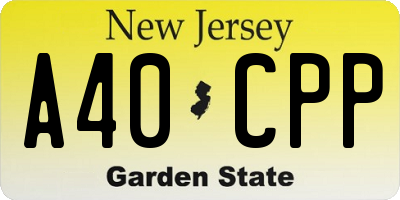 NJ license plate A40CPP