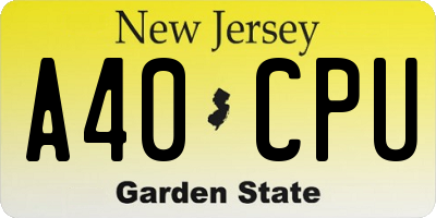 NJ license plate A40CPU