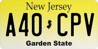 NJ license plate A40CPV