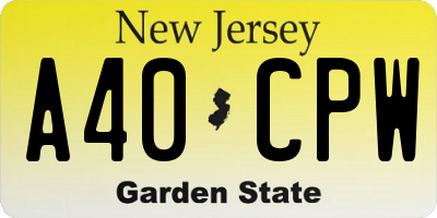 NJ license plate A40CPW