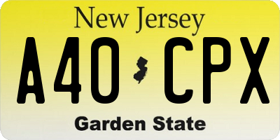 NJ license plate A40CPX