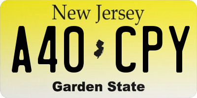 NJ license plate A40CPY