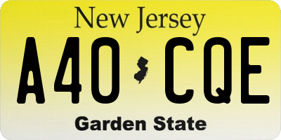 NJ license plate A40CQE