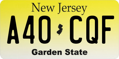 NJ license plate A40CQF