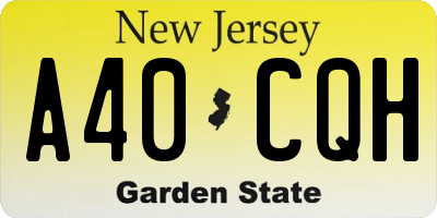 NJ license plate A40CQH