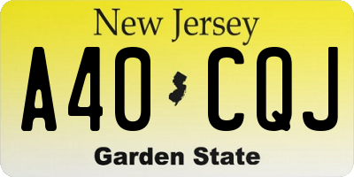 NJ license plate A40CQJ
