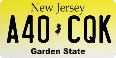 NJ license plate A40CQK