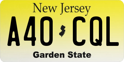 NJ license plate A40CQL