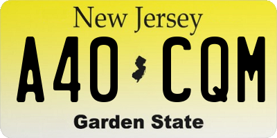 NJ license plate A40CQM