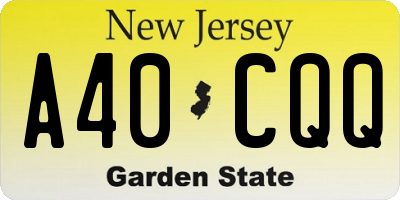 NJ license plate A40CQQ