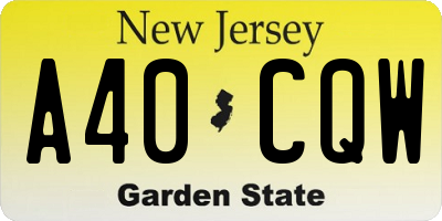 NJ license plate A40CQW