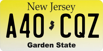NJ license plate A40CQZ