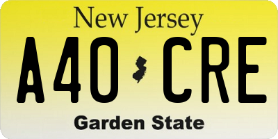 NJ license plate A40CRE