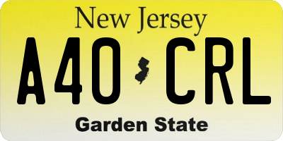 NJ license plate A40CRL