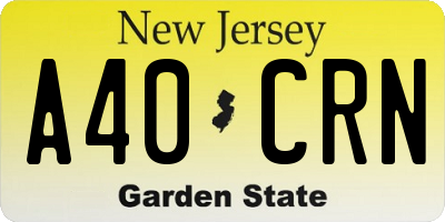 NJ license plate A40CRN