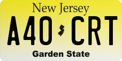 NJ license plate A40CRT