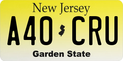 NJ license plate A40CRU