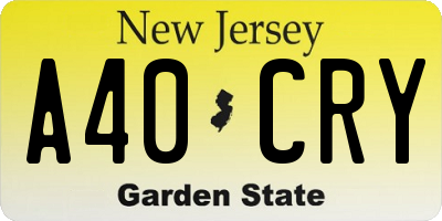 NJ license plate A40CRY
