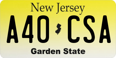 NJ license plate A40CSA