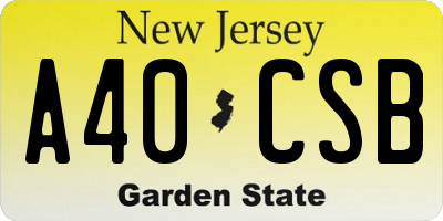 NJ license plate A40CSB
