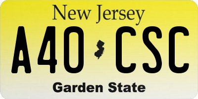 NJ license plate A40CSC