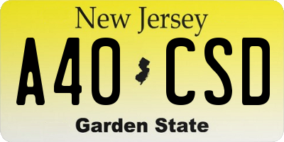 NJ license plate A40CSD