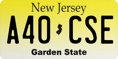 NJ license plate A40CSE