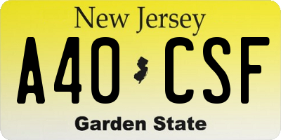 NJ license plate A40CSF