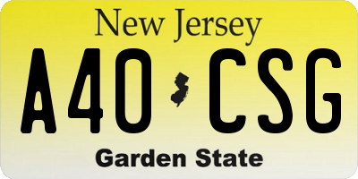 NJ license plate A40CSG