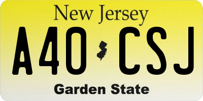 NJ license plate A40CSJ