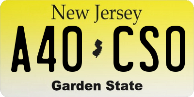 NJ license plate A40CSO