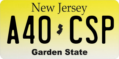 NJ license plate A40CSP