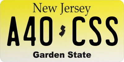 NJ license plate A40CSS