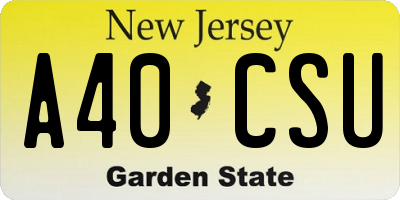 NJ license plate A40CSU