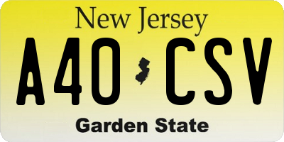 NJ license plate A40CSV