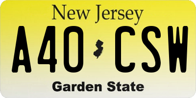 NJ license plate A40CSW