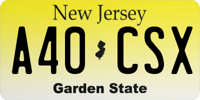 NJ license plate A40CSX
