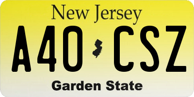 NJ license plate A40CSZ