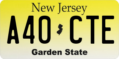 NJ license plate A40CTE