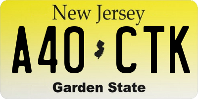 NJ license plate A40CTK