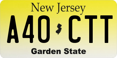 NJ license plate A40CTT