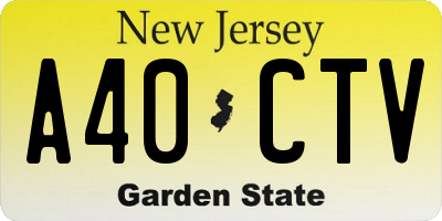 NJ license plate A40CTV